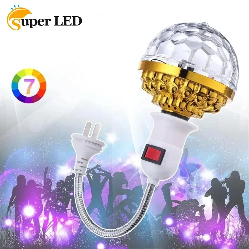 LED Disco Romantic Magic Crystal Ball Lamp Stage Light Party Bulb RGB Rotating Rotating Light Bulb for House Disco Party