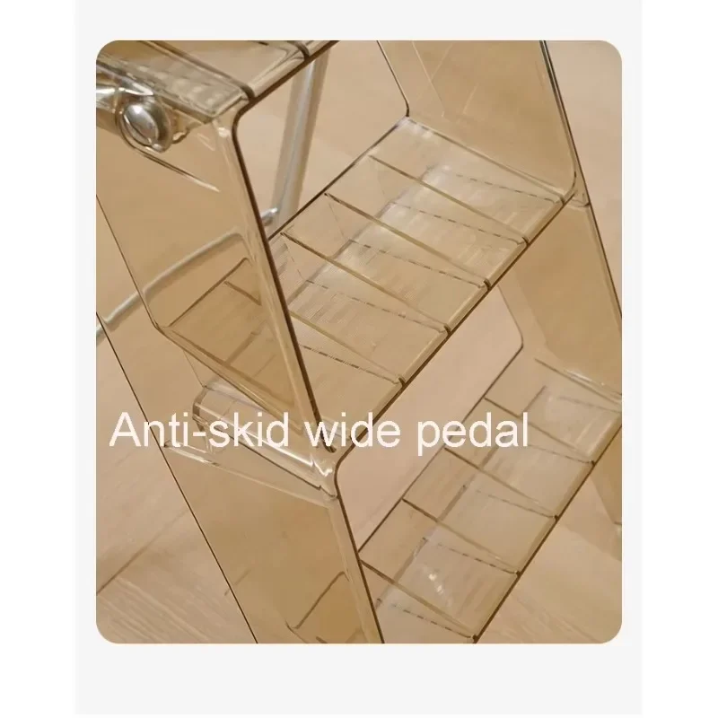 PC Plastic Clear Acrylic Crystal Upper Transparent Stepladder Step Ladder Household Three Ladder Multifunction Pedal Non Skip