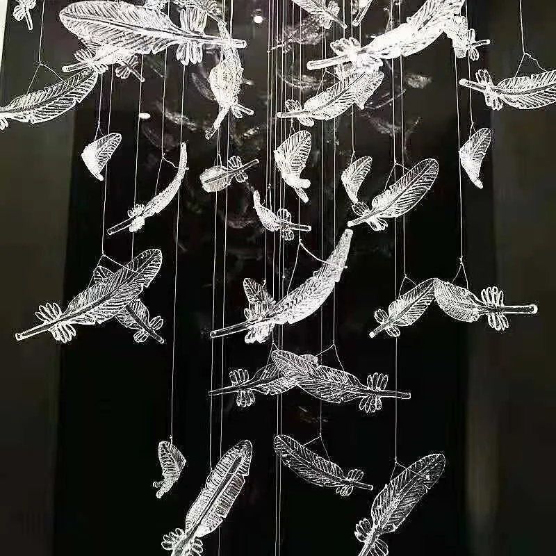 Picture 3: Creative, Aerial Pendant Hanging Art Glass Feather Pendant Restaurant Window Ceiling Top Decorative Pendant