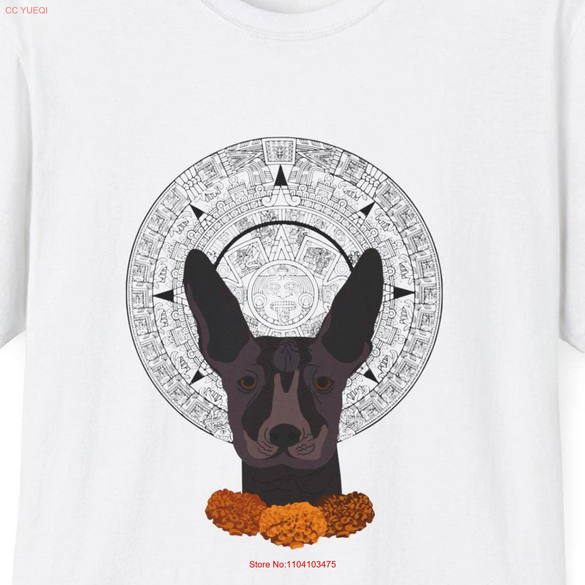 Xoloitzcuintle Azteca Calendar Softstyle T Shirt Indigenize Tonalamatl long or short sleeves