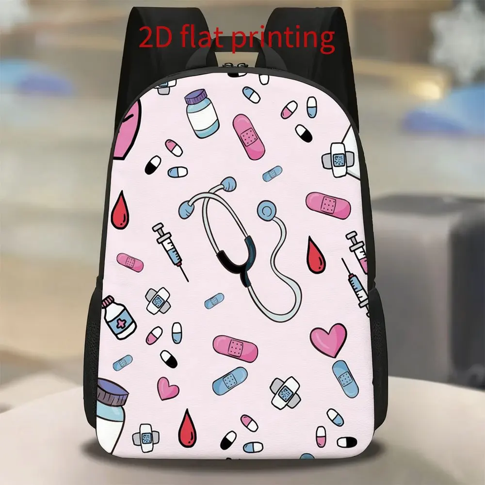 

1 pink backpack with medical icon | Cute, lightweight, large capacity, adjustable shoulder strap for daily commuting