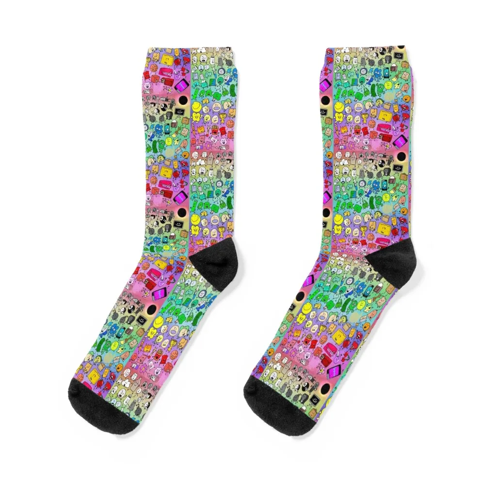 

BFDI Inanimate Insanity All Characters (Rainbow) Socks colored christmass gift winter gifts gifts Man Socks Women's