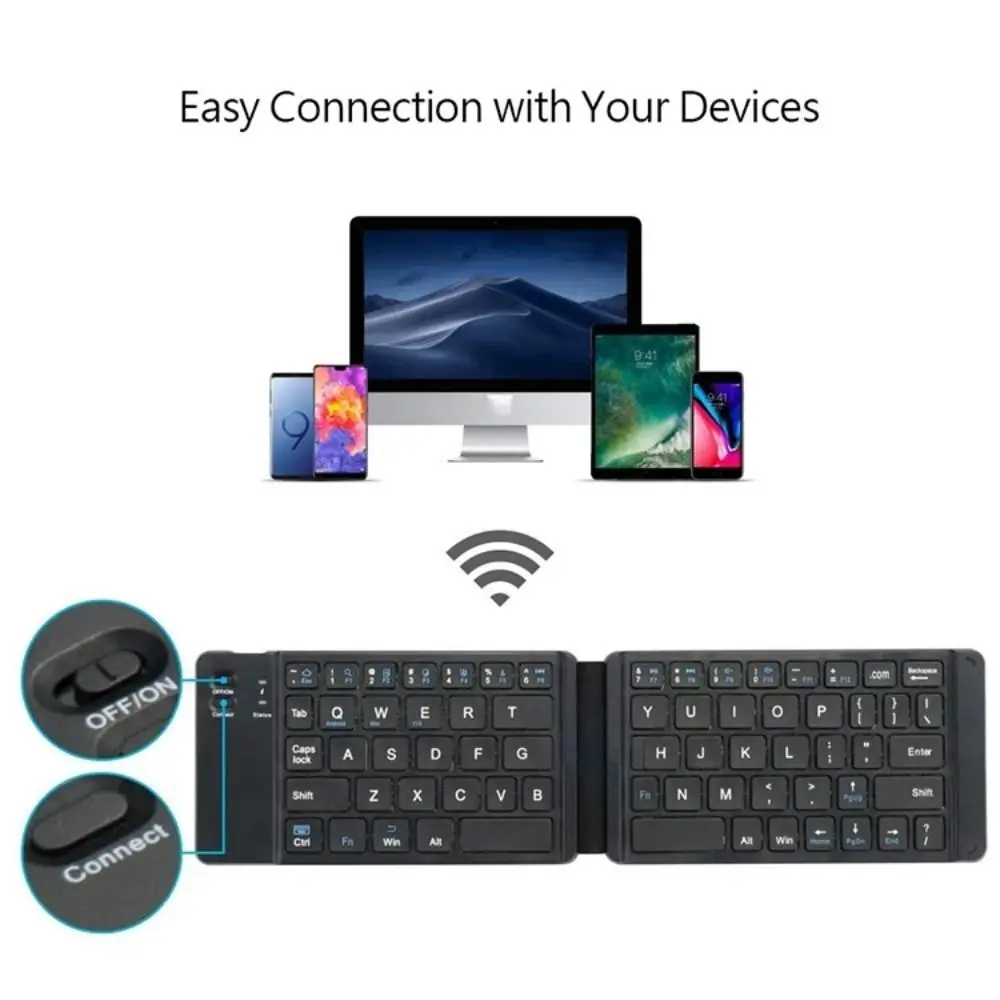 

Ultra Thin Slient Wireless Folding Keyboard Mini Slim Design Bluetooth Keyboard Portable Universal Foldable Keyboard Notebook