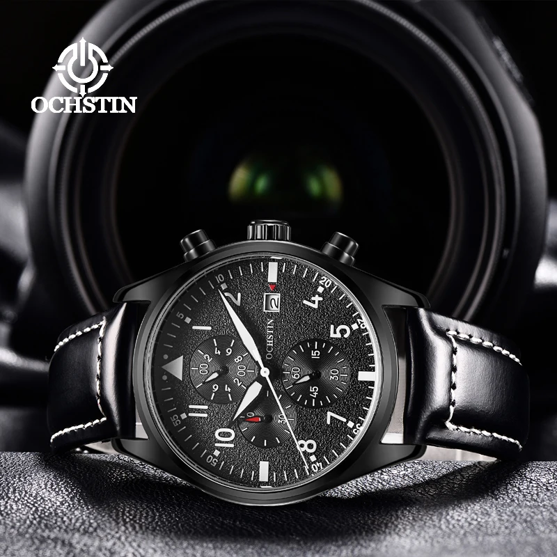 OCHSTIN Promotional Model 2024 Pilot Series Men's Watch Multifunction Quartz Movement Trendy Atmosphere Men's Quartz Watch