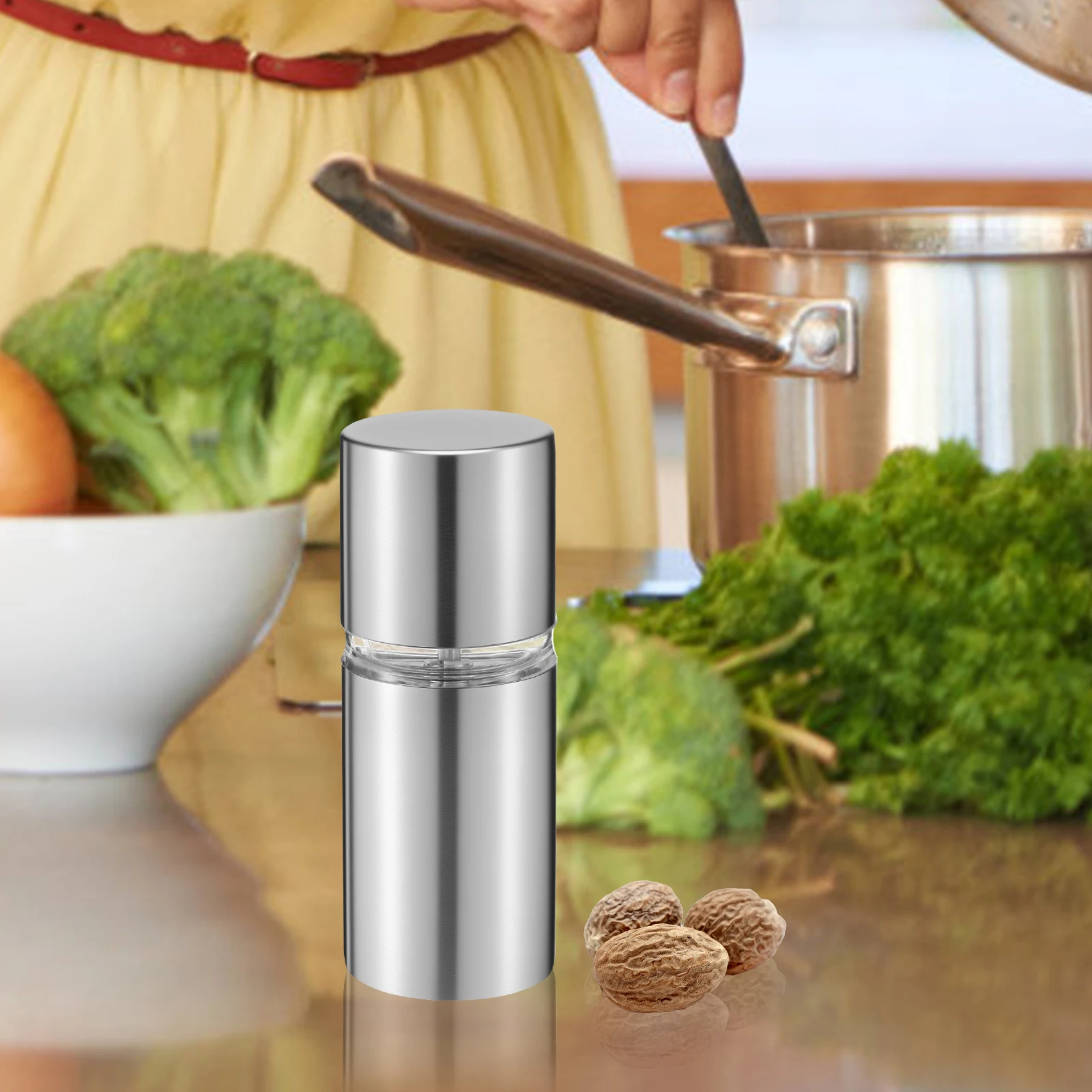 

Manual Stainless Steel Nutmeg Grinder Mill Ergonomic Adjustable Nutmeg Powder Spice Mill for Home Kitchen Restaurant