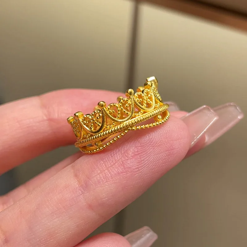 

Ele Floral Crown Ring for Women Luxury Vintage Court Sle Open Finger Ring New Year Gift Faionable Jewelry Accory