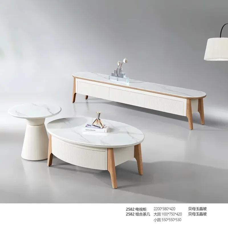Modern Minimalist Decoration Furniture White Tv Stand and Coffee Table Set