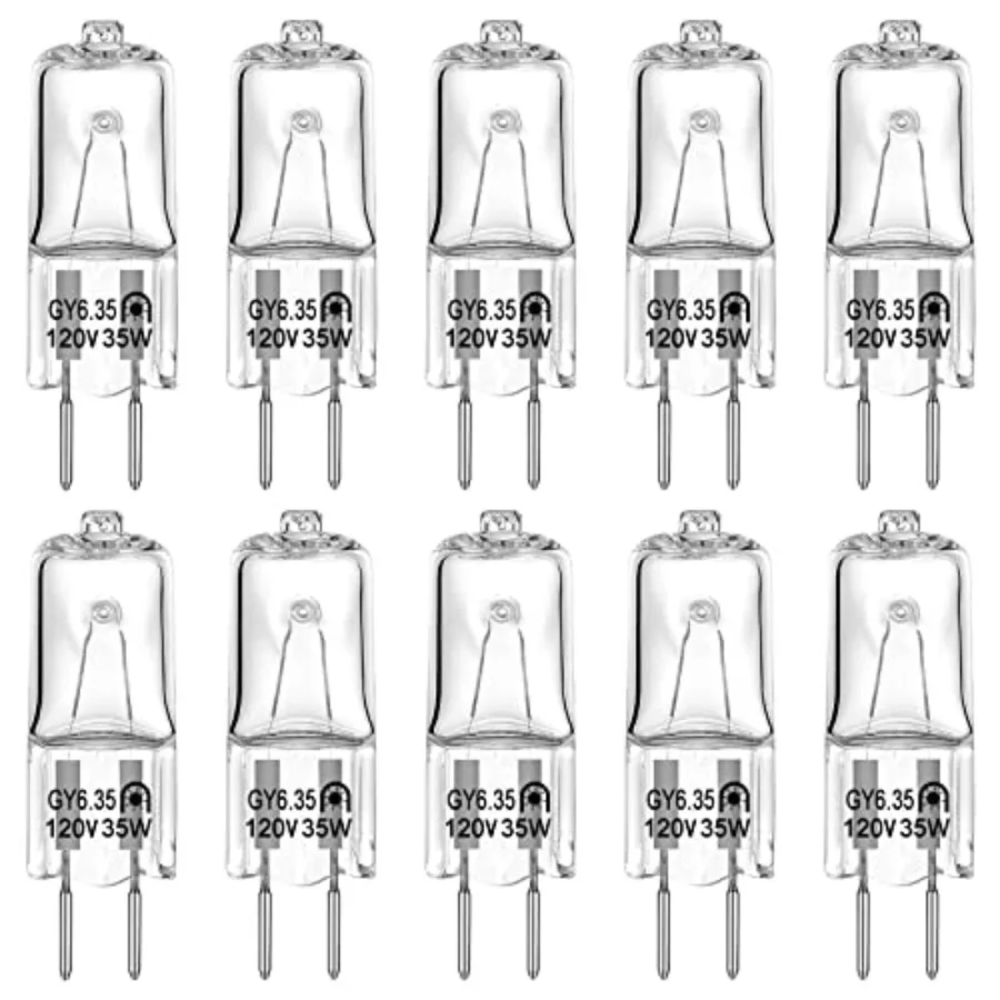 GY6.35 Light Bulbs, 120V 35W Crystal Clear Halogen Bulb 2 Pin, T4 JC Bi-Pin Base G6.35 Capsule Bulb, Dimmable 2700K Warm White
