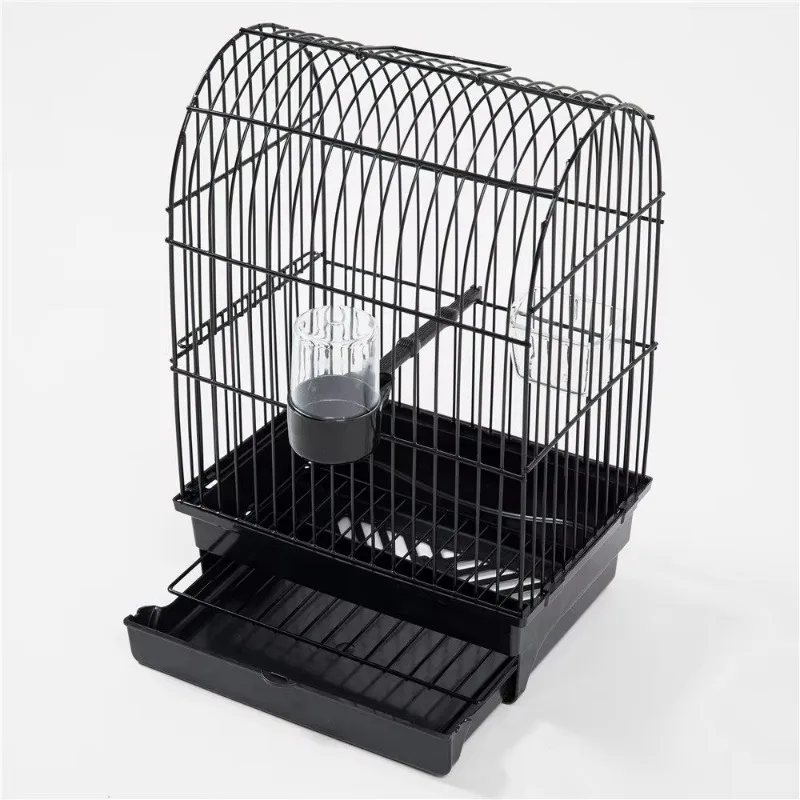 New Black Iron Portable Bird Cage for Parrot & Canary Outdoor Feeding