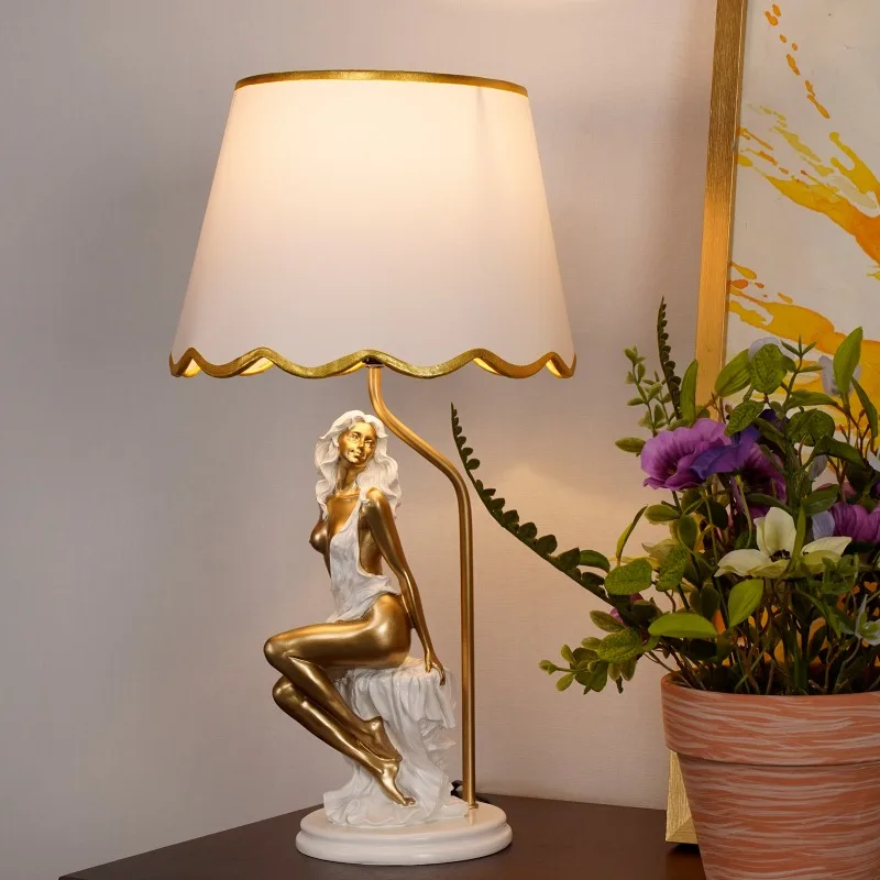 American Resin Girl Shape Floor Lamps Bedroom Bedsides Warm Night Light Living Room TV Cabinet Home Decor Atmosphere Table Light