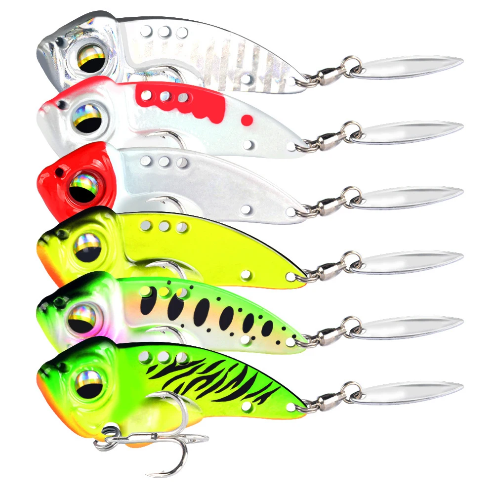 1 pz 8.5g 12.5g 17g Sinking Metal VIB Fishing Lure con rotante Spoon Tail Hard Wobbler Crankbaits Vibration Spinner Tackle