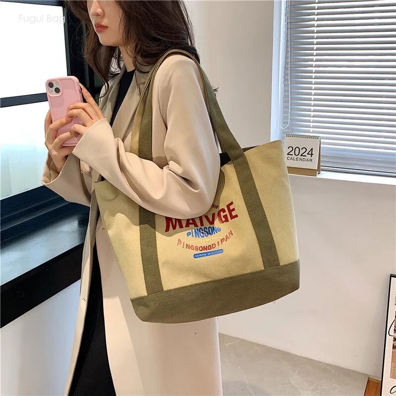 Women's One Shoulder Handbag Tote Bag Versatile Casual Student Commuting Large Capacity Handdrawn Art Simplicity
