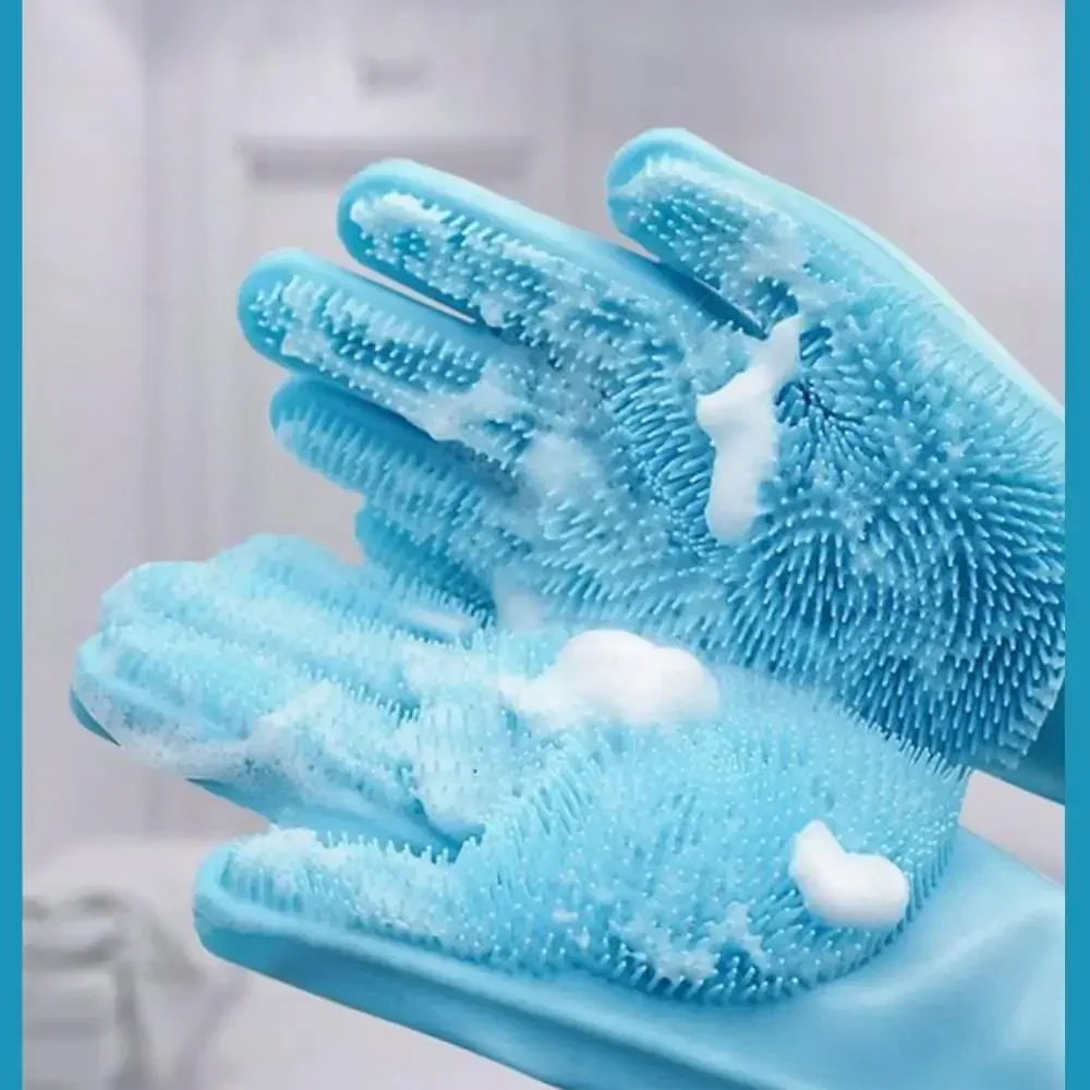 Pet Bath Gloves Cleaning Massage Hair Removal Gloves Silicone Hair Removal Comfortable Clean Anti-Bite Gloves Dog Bath Gloves