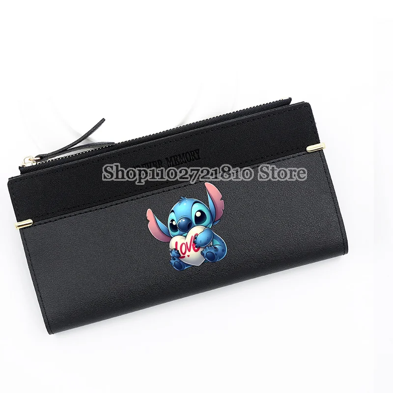 Portafoglio Stitch Disney da donna di grande capacità lungo moda nuovi portafogli simpatico cartone animato anime figura portamonete pochette porta carte regalo