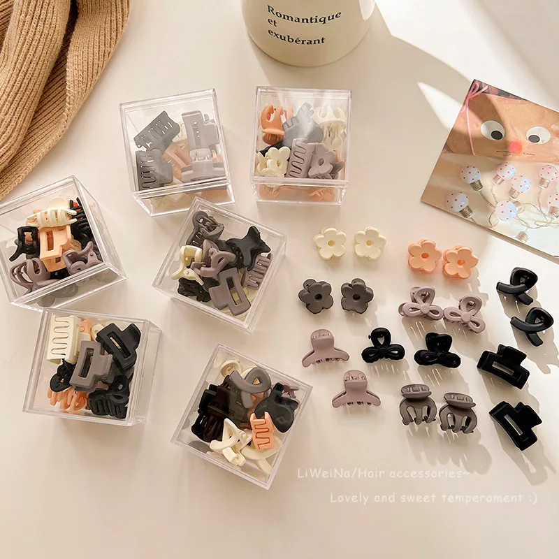 10 stücke Haar Klaue Set Für Frauen Matte Kürbis Blume Herz Geometrische Form Haar Clip Mit Box Pferdeschwanz Frikadelle Kopf haar Krallen
