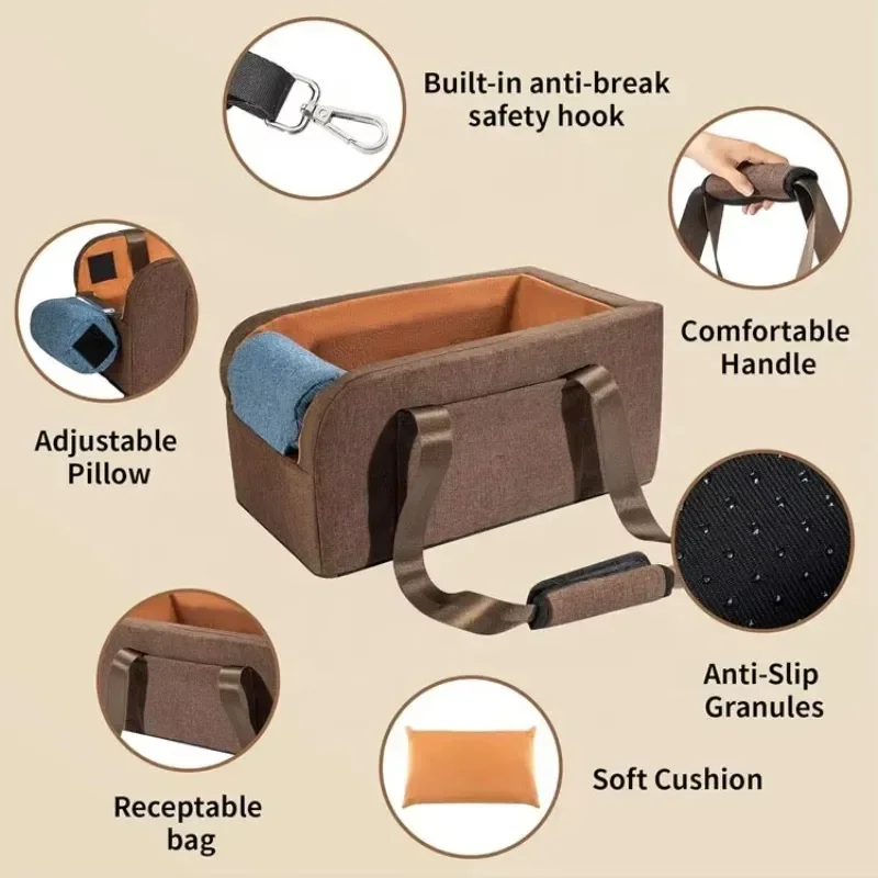 Puppy pet car seat center console for travel car rides and market shopping wwwq