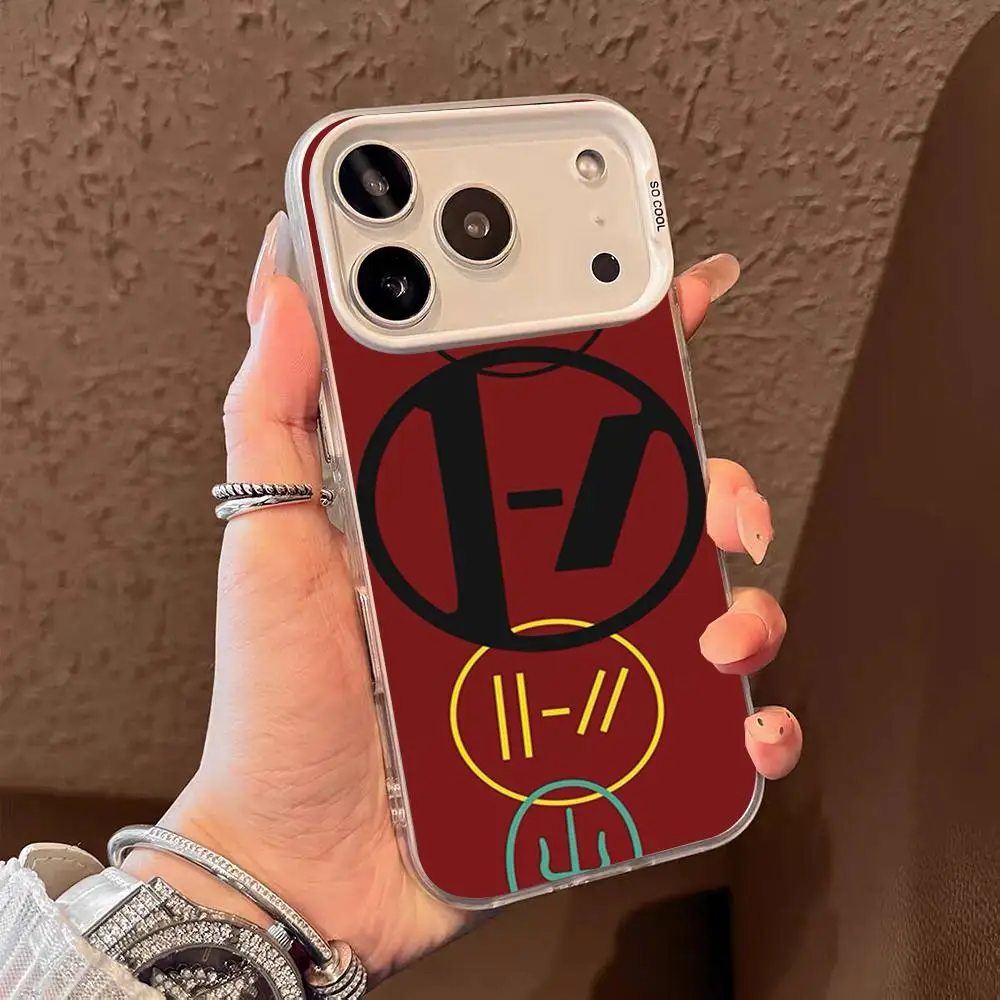 حافظة هاتف T-Twenty O-One Pilots Band لهاتف IPhone 17 Air 16 E 15 14 Plus 13 12 11 Pro Max غطاء فضي ملون #3