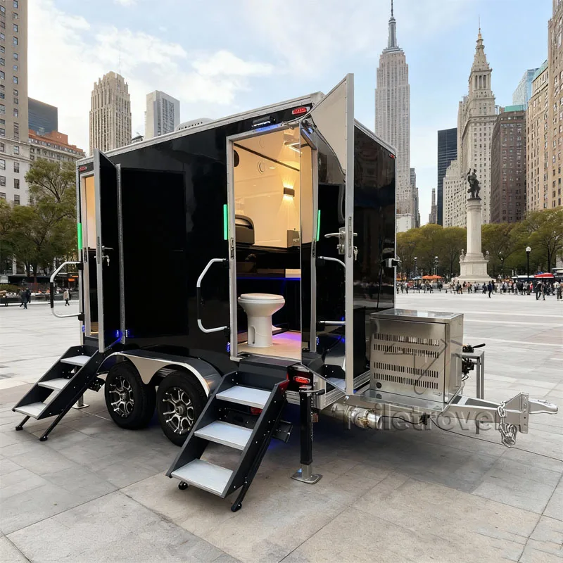 Remolque de baño temporal al aire libre a precio de fábrica, remolque de baño portátil de lujo con ducha