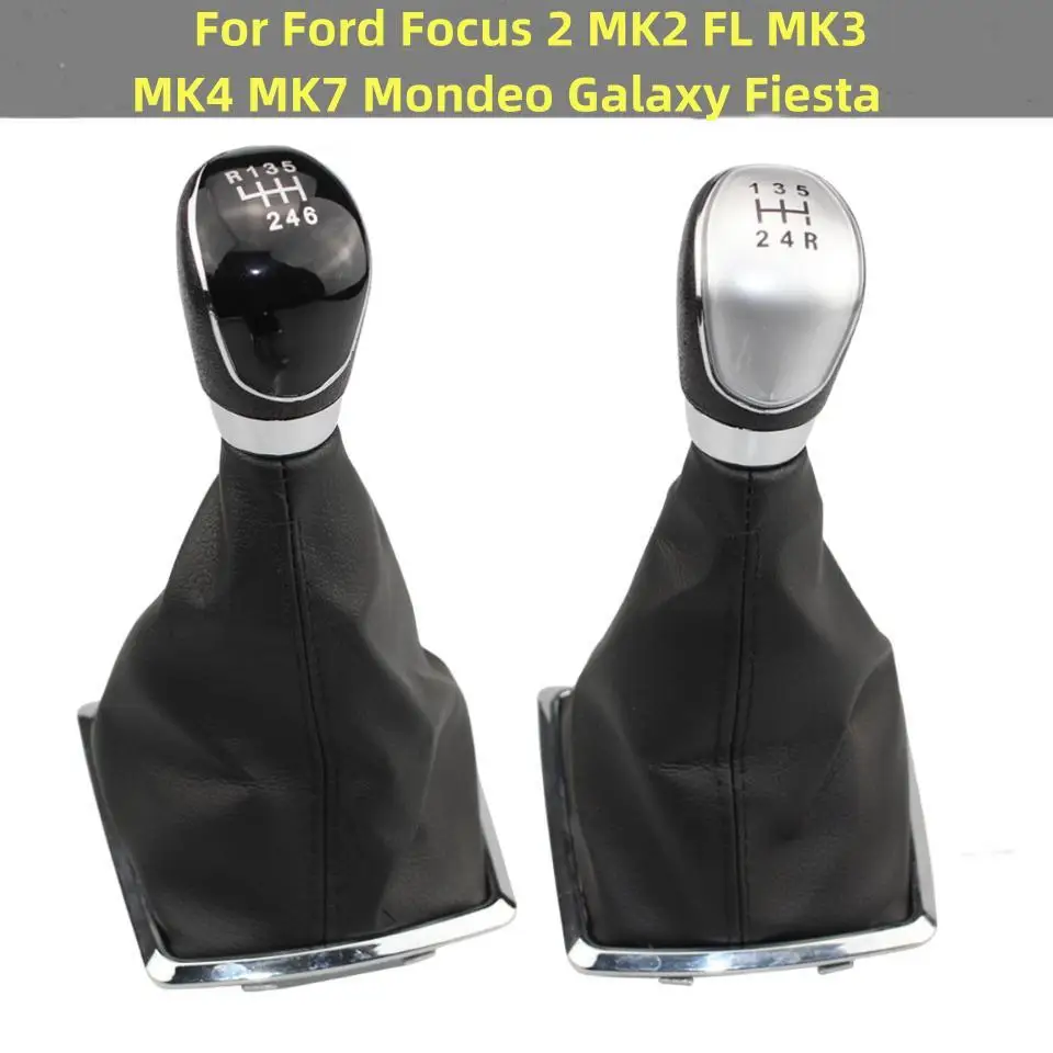 For Ford Focus 2 MK2 FL MK3 MK4 MK7 Mondeo Galaxy Fiesta Gear Shift Knob Shifter Lever Stick Gaiter Boot Cover Cars Accessories