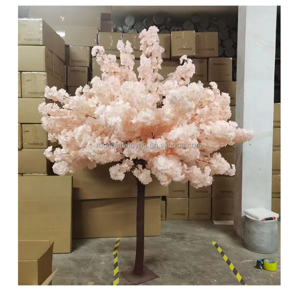 

Customized Big Artificial Cherry Blossom Plant Faux Silk pink White Cherry Blossom Tree for Wedding Decoration