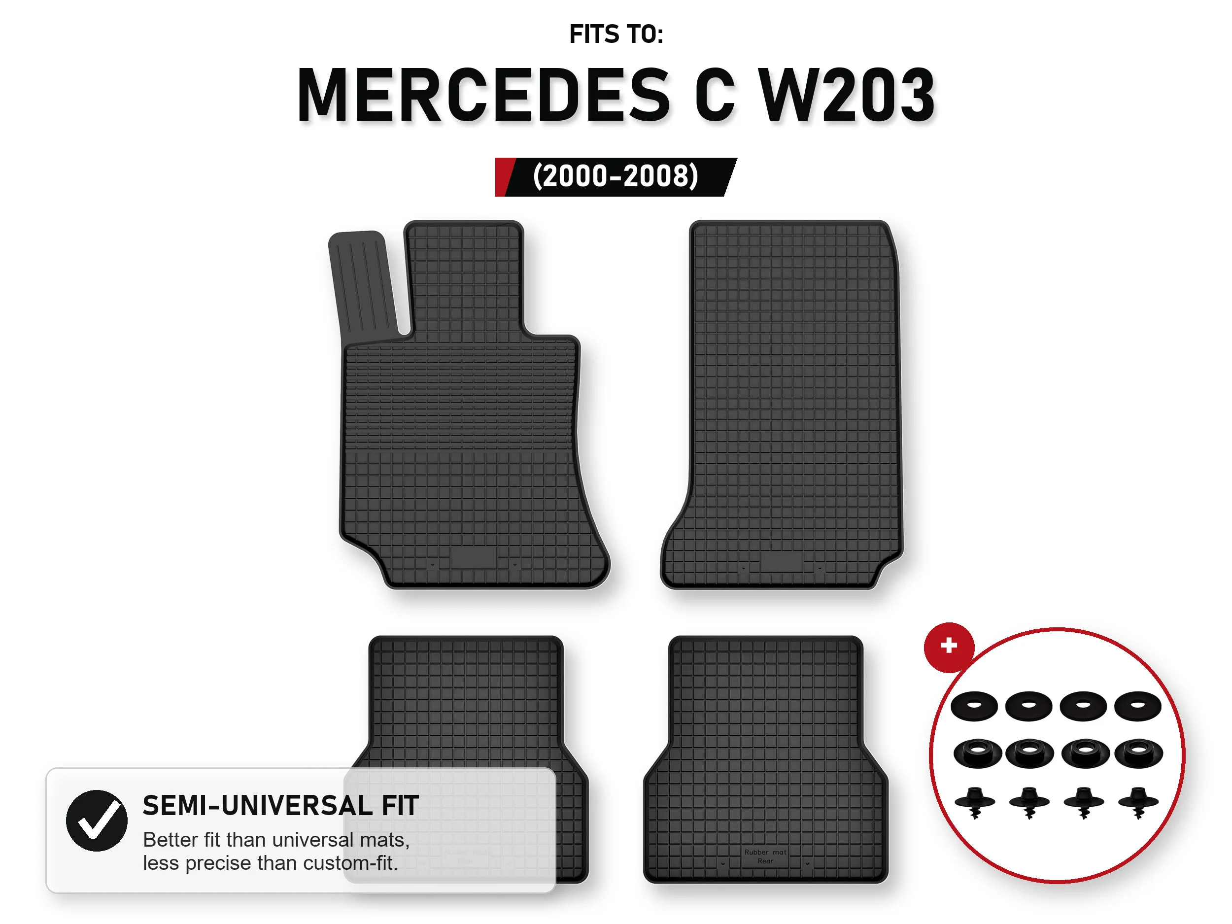 Automatten voor: Mercedes C W203 2000-2008 Sedan, Estate 4 stuks Ze Stoperami