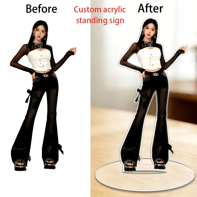 1pc Custom Irregular Acrylic Standee, Desktop Ornament Personalized with Photo, Cartoon Character, Decorative for Work, Study, B