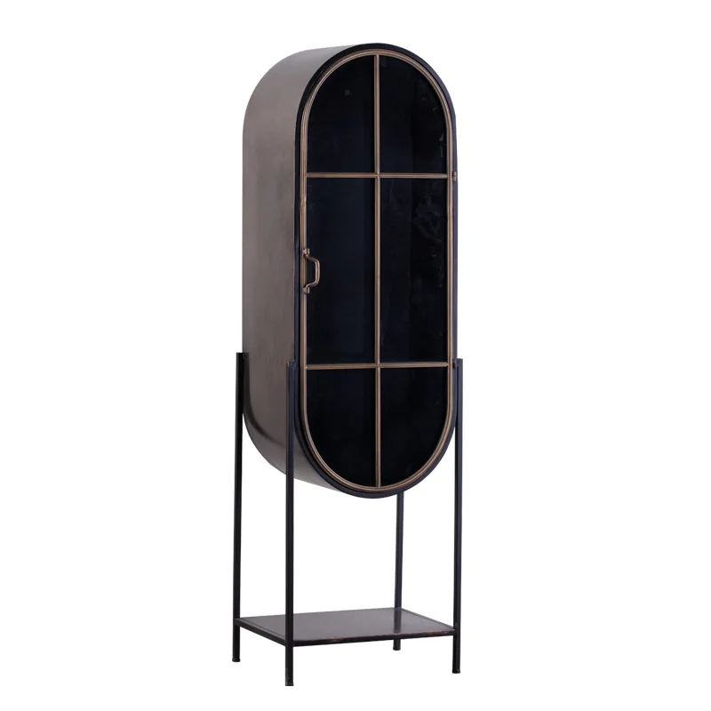 

Study creative semicircular tempered glass display bookcase, living room figure storage display case