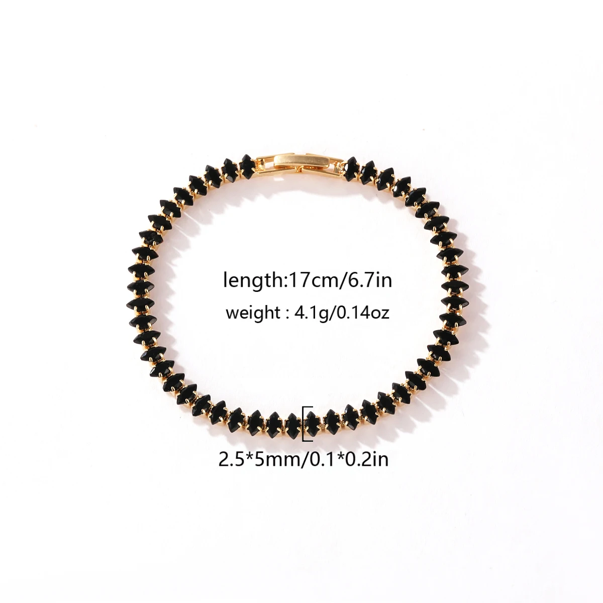 18K Vergoldete Schwarze Iced-Out Zirkonia Tennis-Armbänder für Damen und Herren, Kristall Verstellbares Armband, Hippie-Schmuck – Detail 6