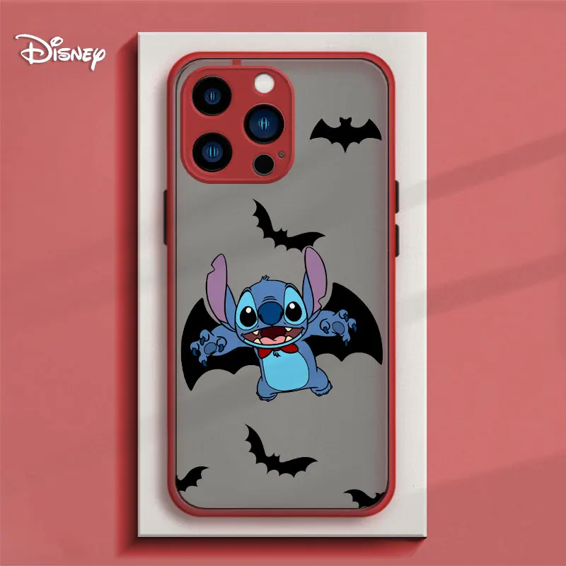 Disney Stitch Halloween Cosplay Bat Clear Matte Phone Case For iPhone 15 11 14 13 12 Pro Max Mini X XR Xs 8 7 Plus Cover Fundas