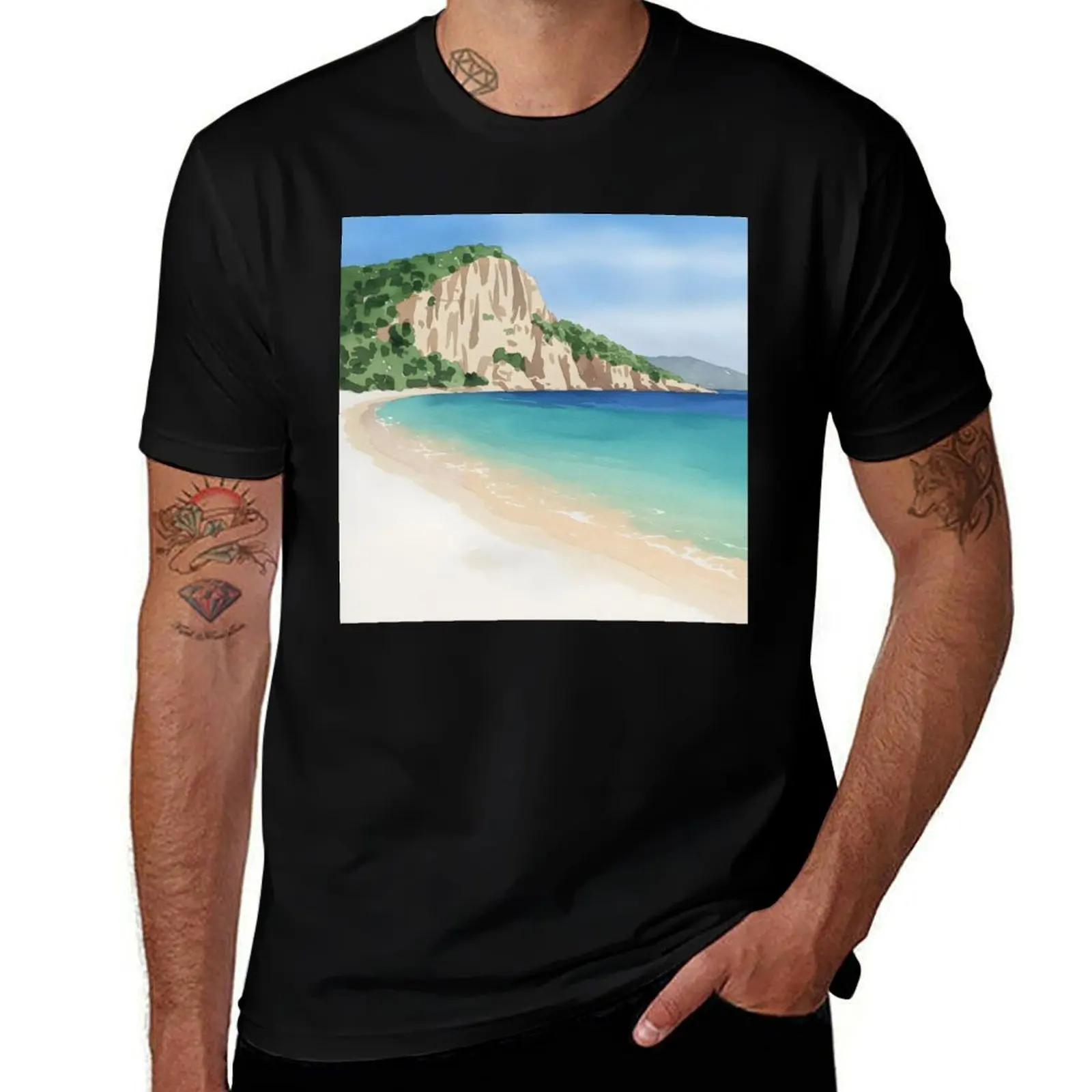 

Voutoumi Beach, Antipaxos: Turquoise Waters & Soft White Sand T-Shirt cotton man t-shirts for a boy mens shirts graphic tee