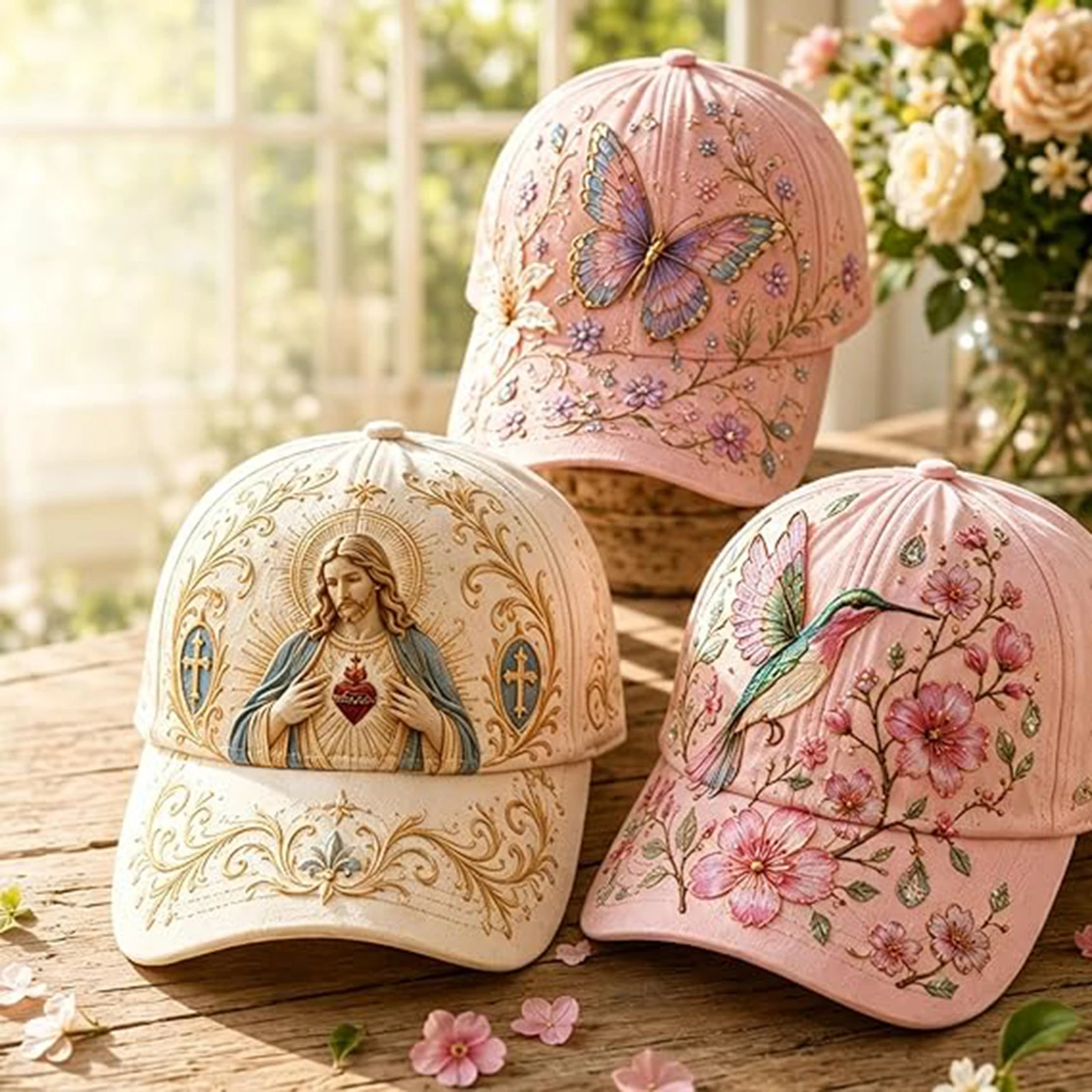 Cotton Animal Pattern Baseball Hat Breathable Botanical Cottagecore Hat Vintage Floral Printing Dad Hats for Outdoor Daily Wear