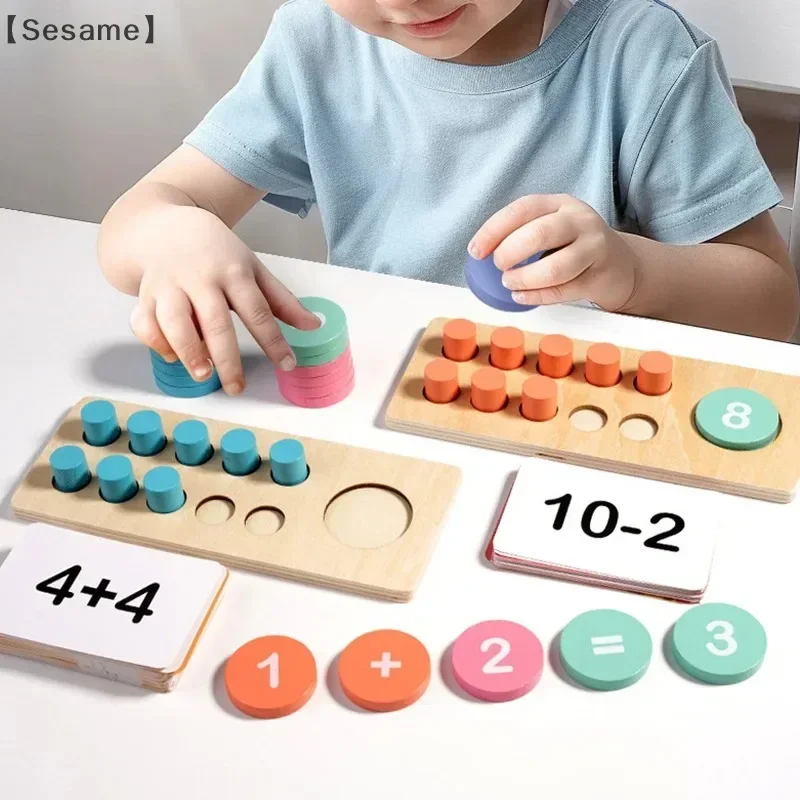 @WoodenTen Grid Arithmetic Sensation Educational Toys Subtraction Counting Board Montessori Math Tools for Children Learning byH