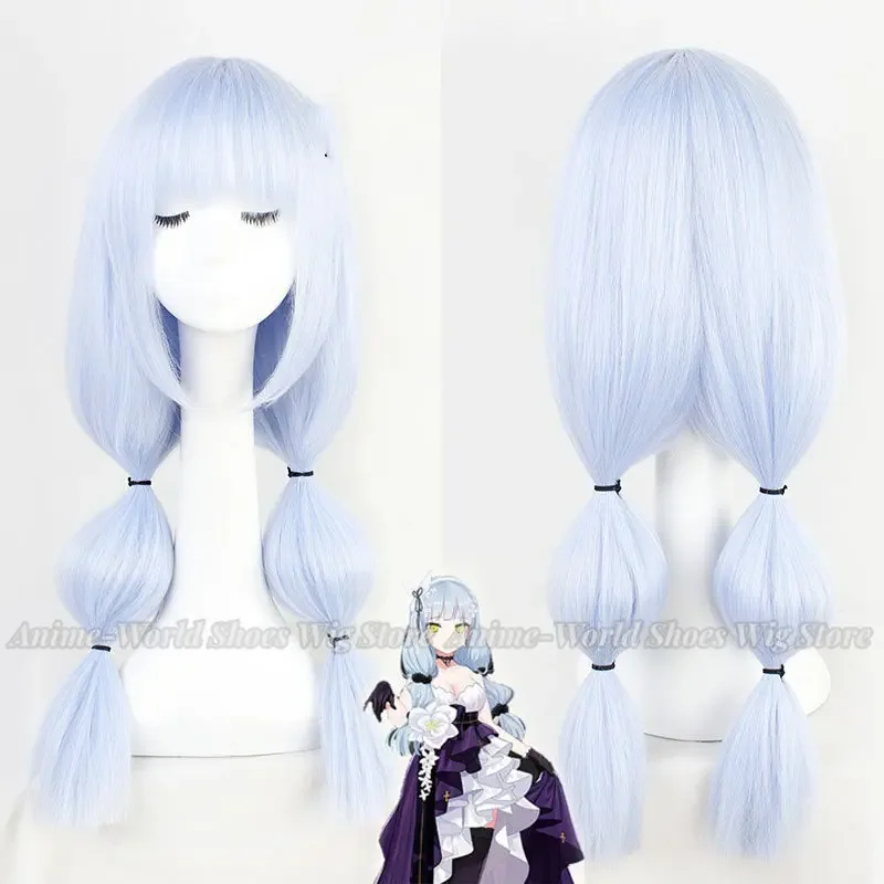 Girls Frontline HK416 Light Blue Long Game Cosplay Heat Resistant Synthetic Hair Carnival Halloween Role Play + Free Wig Cap