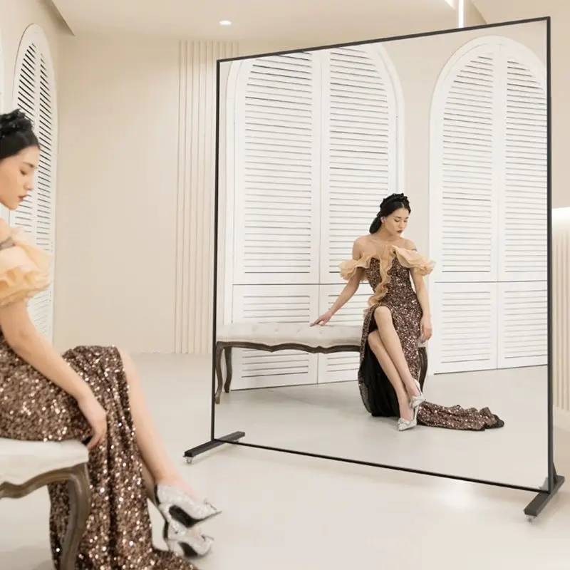 

Mobile dance mirror, full-length mirror household, movable, full body landing