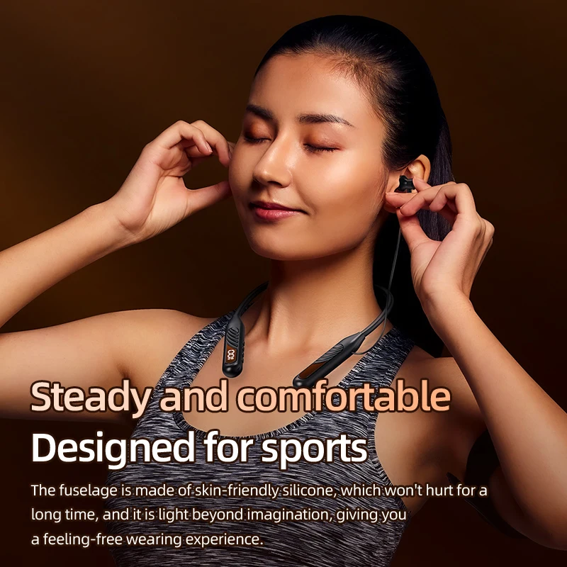 BT-8 Wireless Bluetooth Earphones Sports Headphones Card Insertion Digital Display Noise Cancelling Headset HiFi Music Earbuds