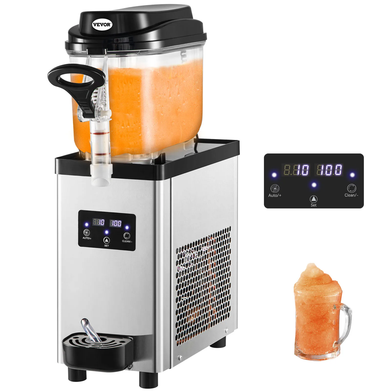 VEVOR Commercial Slushy Machine, 6L 25 Cups Single-Bowl, 300W Stainless Steel Margarita Smoothie Frozen Drink Maker, for Cafes