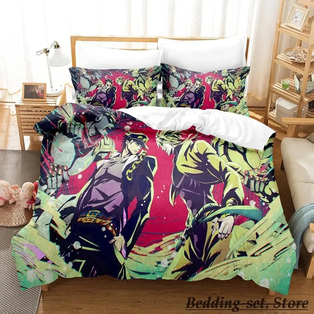 jojo Bizarre Bedding Set Cartoon Anime three-piece set Adult Kid Bedroom Duvetcover Sets 3D Kawaii conjunto de cama ropa cama