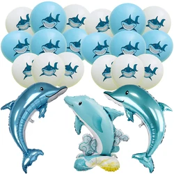Shark Balloon Ocean Animals Balloon For Kids Boy Child Underwater World Birthday Party Ballons Cute Cartoon Shark Pattern