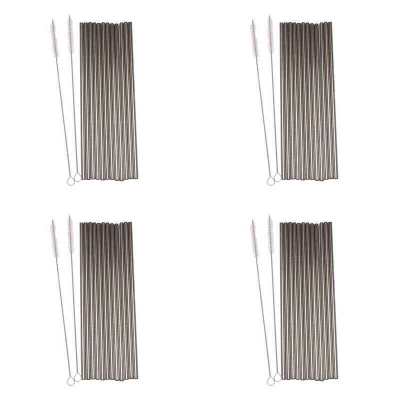 

Set Of 48, Stainless Steel Straws, Reusable Metal Drinking Straws, Straight Straws + 8 Cleaning Brushes