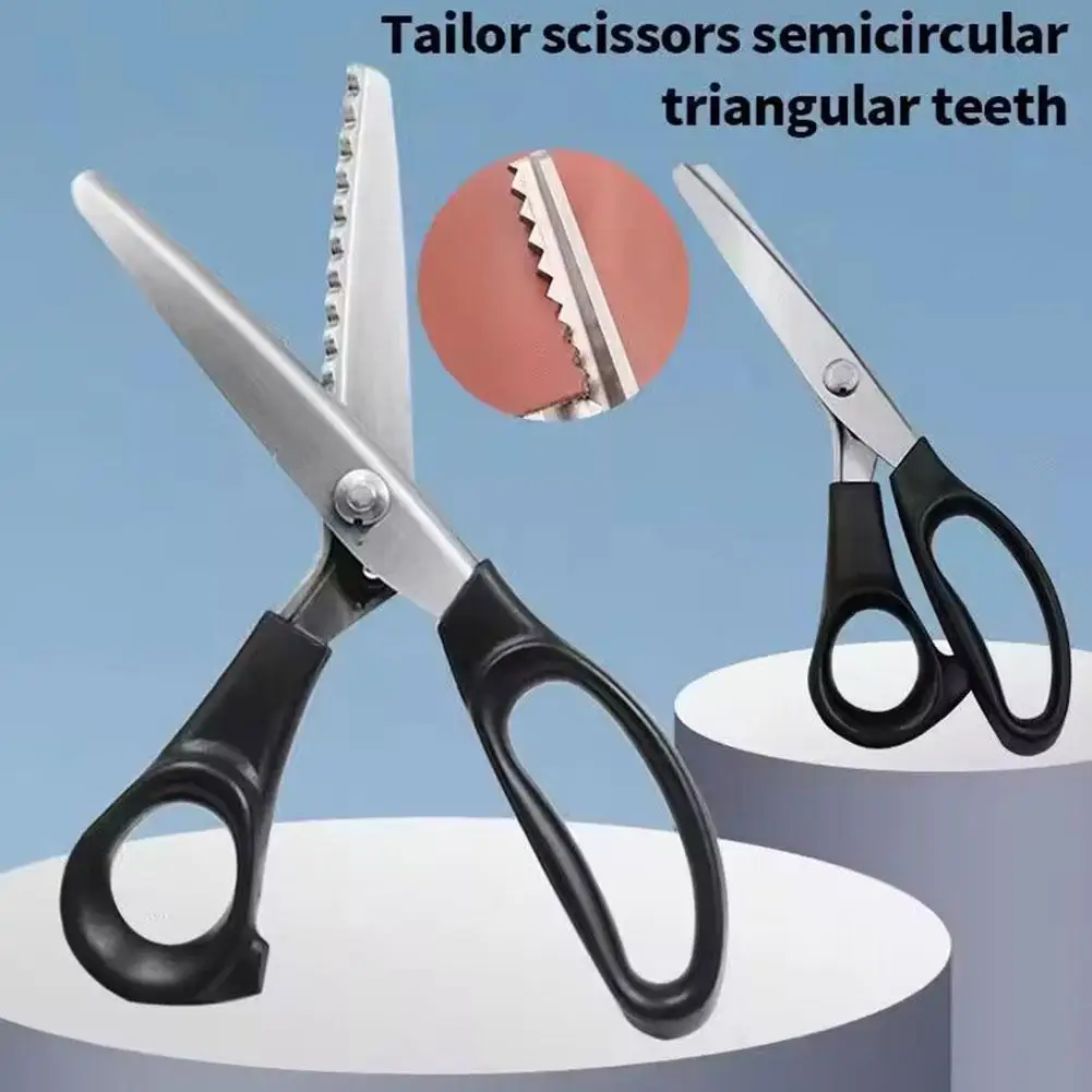 Zig zag Pinking Sewing Scissors Stainless Steel Triangular Serrated Blades Anti-Fray Fabric Edge Ergonomic Non-Tiring Handle