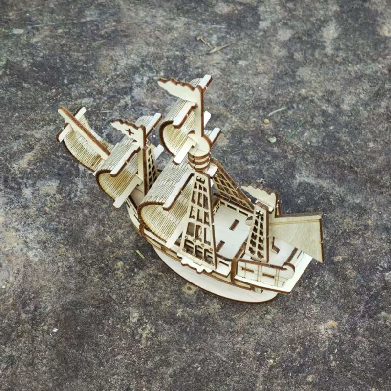 DIY Boat 3D Three-dimensional Wooden Handmade Puzzle Assembly Pressure Relief Model  Ornament Adult Toy Gift