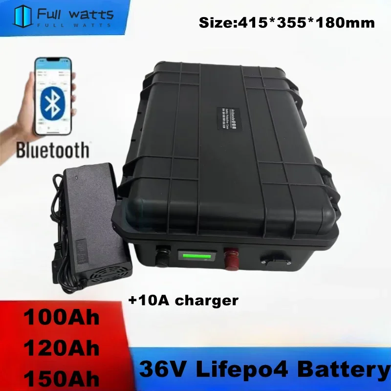 

Батарея al litio 36 В 100 Ач 120 Ач 150 Ач lifepo4 BMS Bluetooth par bateau da golf 2000 Вт 3000 Вт 4000 Вт