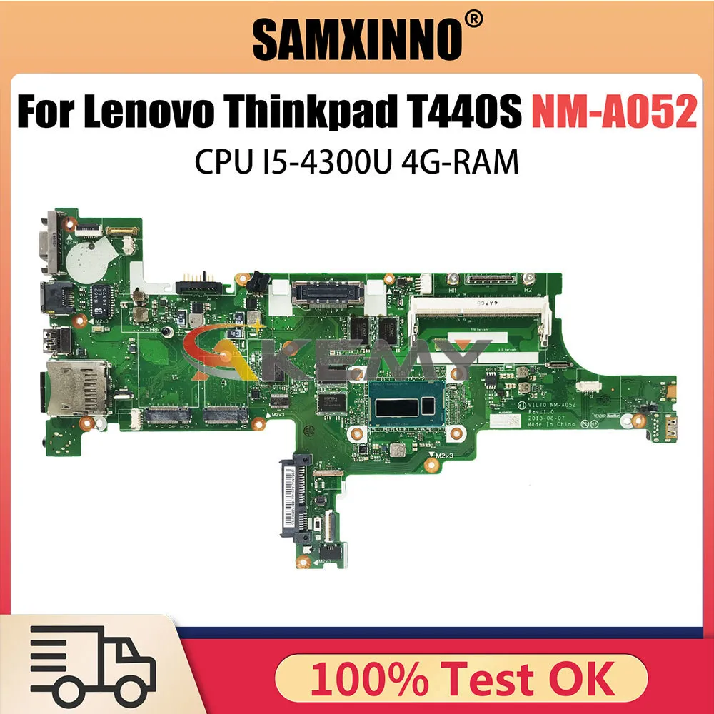 

T440S Notebook Mainboard For Lenovo ThinkPad Laptop Motherboard With I5-4300U 4GB RAM VILT0 NM-A052 FRU 04X3901 Fully Tested