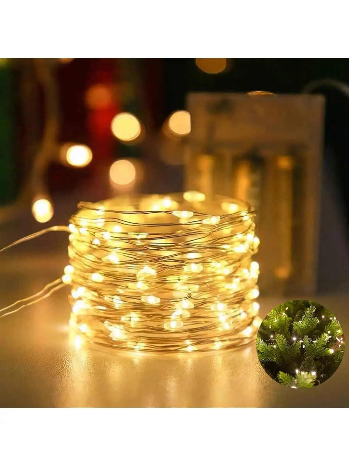 Christmas 1/10/20m 50/100/200 Led Colored String Lights, Copper Wire Lights, Copper Wire String Lights for Room, Bedroom, Christmas, Birthday Scene Decoration, Flower Gift Box Decoration, USB Copper Wire, Deformable DIY Home Party Holiday Decoration String Lights