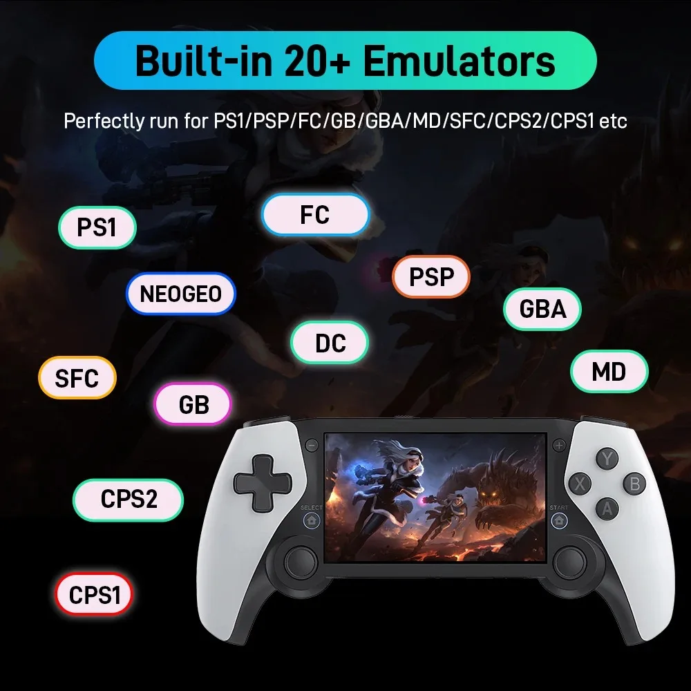 FLLAPT 4.3 بوصة عالية الوضوح M25 وحدة تحكم ألعاب محمولة باليد Emulec OS، 21000 لعبة، مناسبة لـ PS1/PSP/FC/GB/GBA/MD