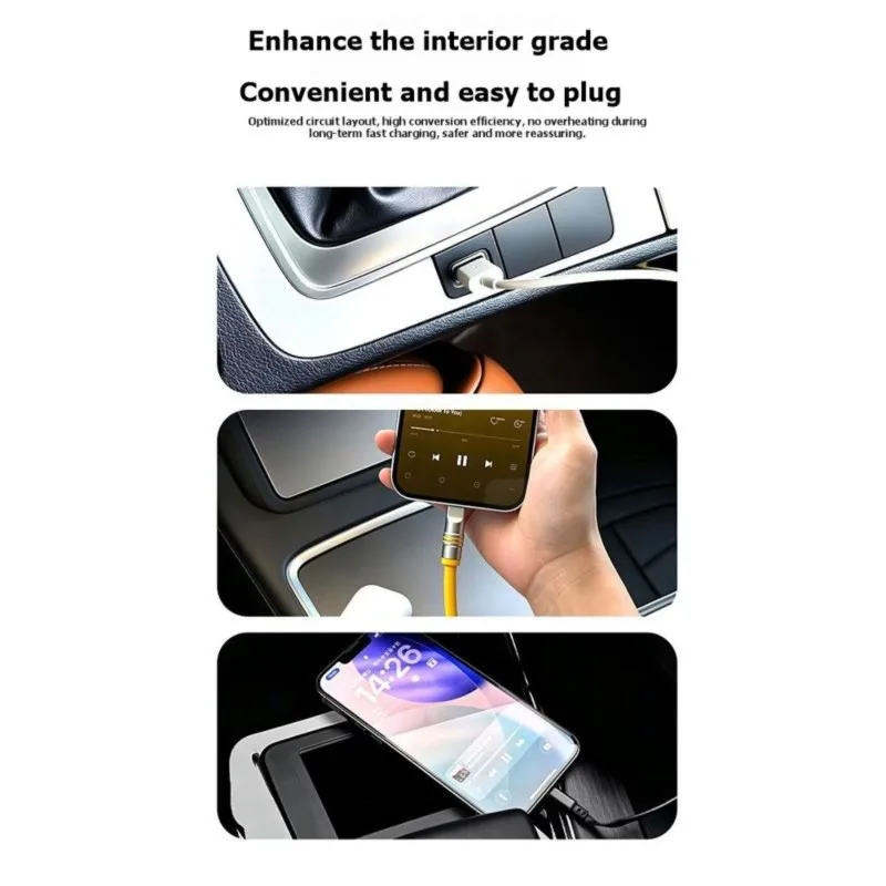 DT23 Car Fast Charging Socket 1 Pair 80cm USB QC3.0 PD TYPE-C for VW CC 11-12 for Passat B6 Phone Outlet Power Adapter Cable