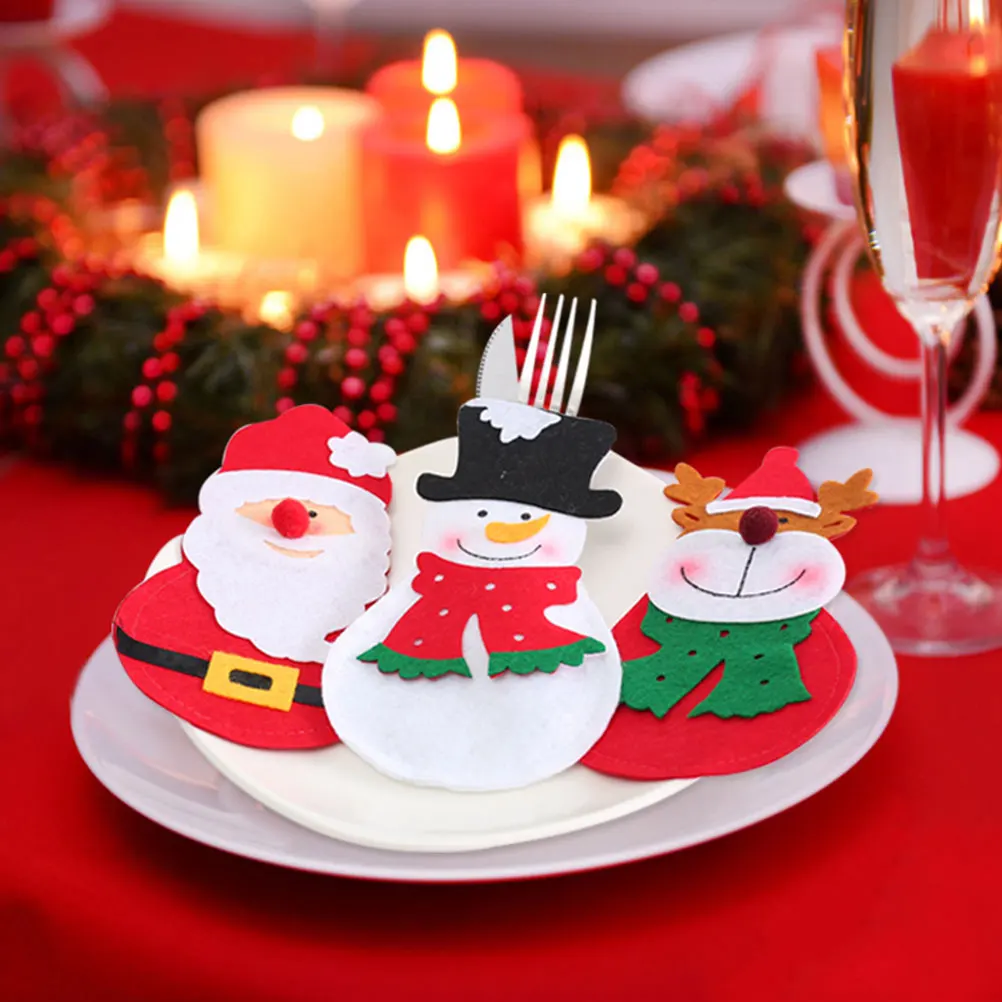 

6 Pcs Christmas Decorations Tableware Holder Bags for Silverware Ornament Cutlery Rack