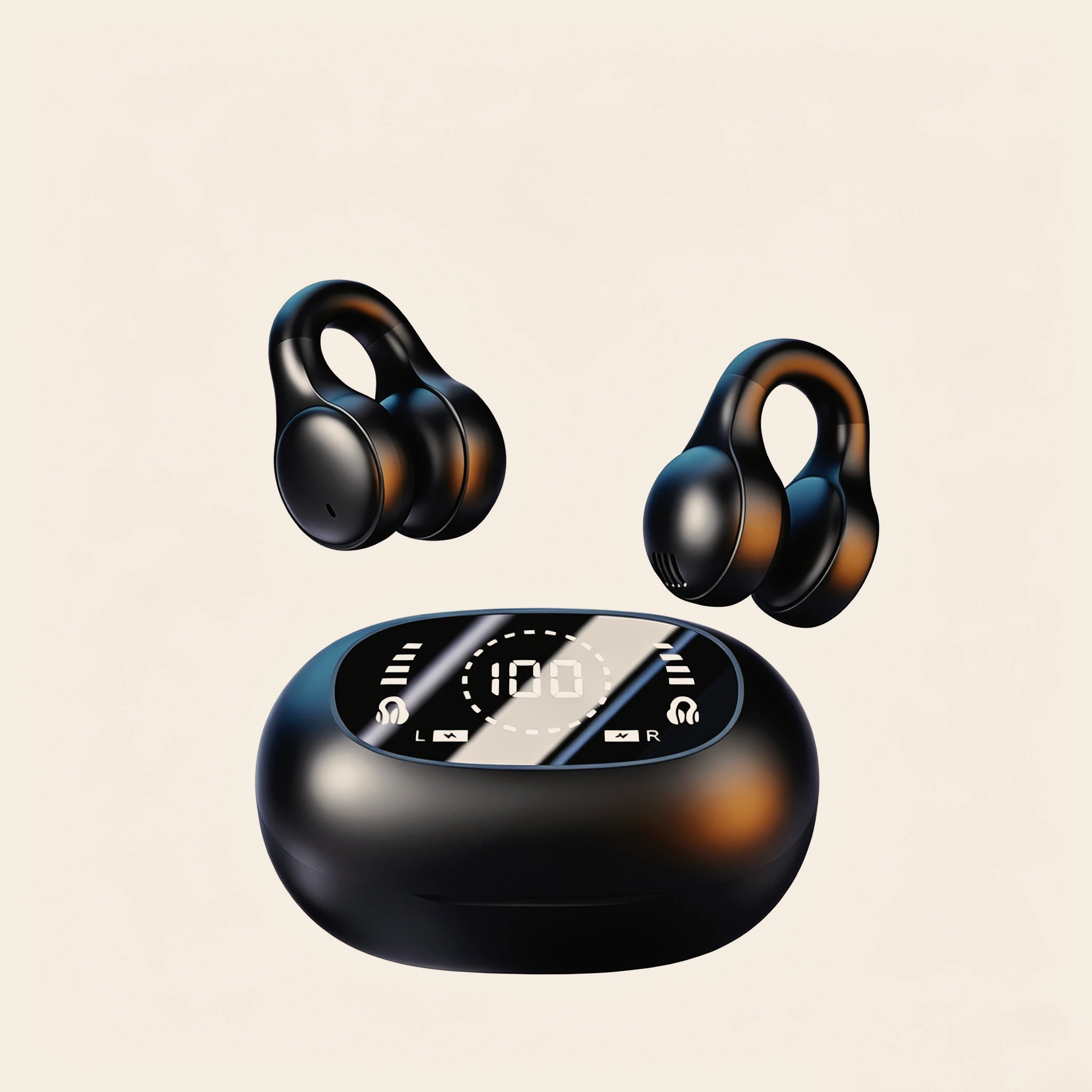 Mirror Style Ear Clip Headphones Bluetooth Wireless Earbuds Noise Reduction Lossless Audio Sports Running Headset With Mic