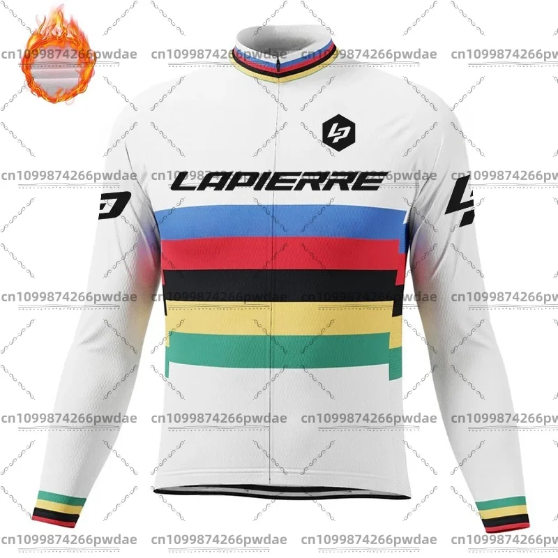 Picture 4: Lapierre Men's Winter Fleece Thermal Cycling Jersey Outdoor Road Cycling Jersey Set Bibs Bib Straps Pants Cycling Jersey