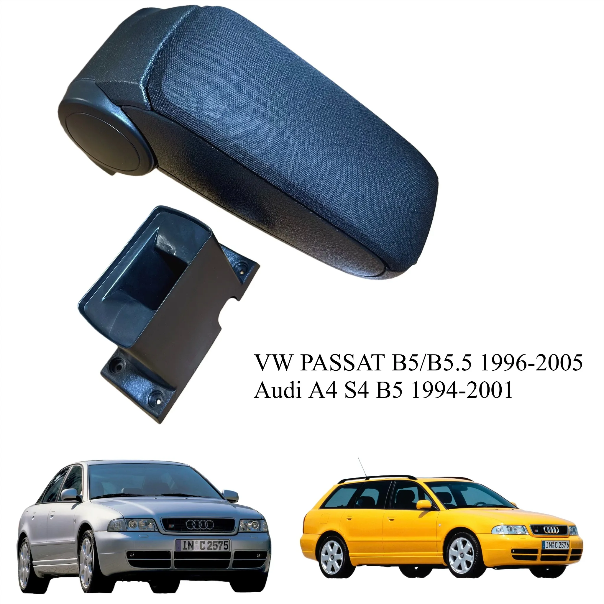 

For VW PASSAT B5 B5.5 1996-2005 Perfect Fit, Audi A4 S4 B5 1994-2001 Compatible Fit, 90° Foldable No Drill Leatherette Armrest